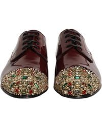 Dolce & Gabbana - Maroon Embellished Derby Dress Formal Shoes - Lyst