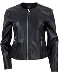 Armani - Slim-Fit Eco-Leather Jacket With Zip Closure And Side Pockets - Lyst