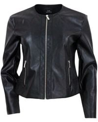 Armani Collezioni - Slim-Fit Eco-Leather Jacket With Zip Closure And Side Pockets - Lyst