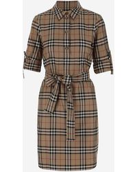 Burberry - Stretch Cotton Chemisier With Check Pattern - Lyst