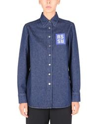 Raf Simons - Shirt Jacket With Logo Patch - Lyst