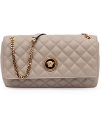 Versace - Taupe Quilted Leather Shoulder Strap Bag - Lyst