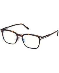 Tom Ford - Eyeglasses Square Full Rim, Havana Frame And Clear--Light Block Lenses Lens Ft5928-D-B056 Sunglasses - Lyst