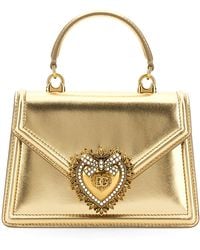 Dolce & Gabbana - 'devotion' Gold Tone Top Hadle Bag In Leather Woman - Lyst