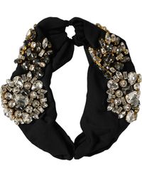 Dolce & Gabbana - Silk Crystal Embellishment One Size Headband Elastane Accessory - Lyst