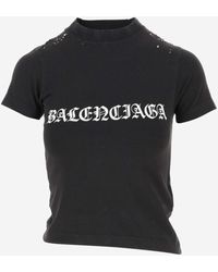 Balenciaga - Gothic Type Shrunk Cotton-blend T-shirt - Lyst