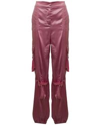 Blumarine Womans Pink Cargo Satin Trousers - Red