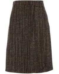 Fendi - Fendi Wool And Alpaca Tweed Skirt - Lyst