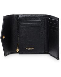 Saint Laurent - Wallet Grain De Poudre Leather Calf - Lyst