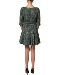 Dolce & Gabbana - Tweed Belted Babydoll Mini Dress Acrylic Wool Polyester Nylon - Lyst