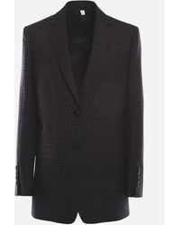 Burberry - Wool Jacket With All-Over Check Pattern - Lyst