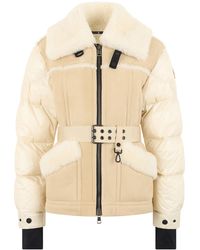 Moncler - Puffer Jacket Alvernia Shearling Belt Polyamide - Lyst