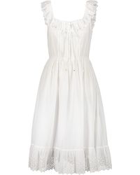 Celine - Floral Embroidered Cotton Dress - Lyst