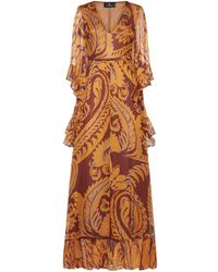 Etro - Print Silk Long Dress - Lyst