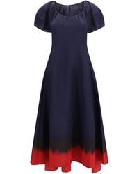 Tory Burch - Midi Dress With Balloon Sleeves - Lyst