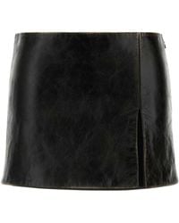 Miu Miu - Leather Mini Skirt - Lyst