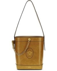 Versace - Small Leather Pivot Bucket Bag Natural/ '82 Calf Bos Taurus - Lyst