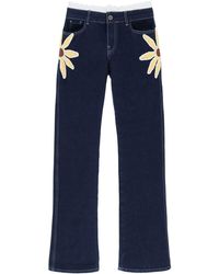 Siedres - Low Rise Jeans With Crochet Flowers - Lyst