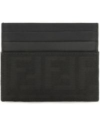 Fendi - Ff Jacquard And Leather Card Holder - Lyst