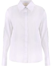 Genny - Stretch Poplin Shirt With Bead Embroidery Cotton; Polyamide; Elastane - Lyst