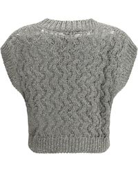 Brunello Cucinelli - Silk Blend Sequined Vest Knitwear - Lyst