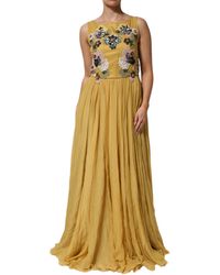 Dolce & Gabbana - Silk Floral Embroidered Maxi Dress (Chiffon) - Lyst