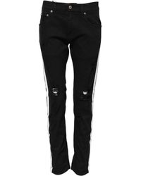 Dolce & Gabbana - Ripped Stripe Slim Jeans - Lyst