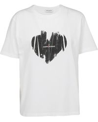 Saint Laurent - White And Black Heart T-shirt - Lyst