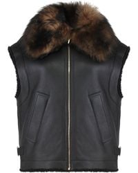 Fendi - Sheepskin Gilet Nappa Lamb Leather Shearling Jackets - Lyst
