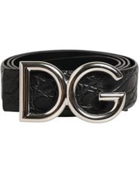 Dolce & Gabbana - Crocodile Belt With Dg Logo - Lyst