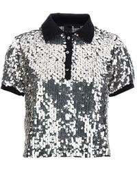 Pinko - Sequin-Embellished Short-Sleeve Polo Shirt - Lyst