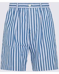 Marni - White And Light Blue Cotton Shorts - Lyst