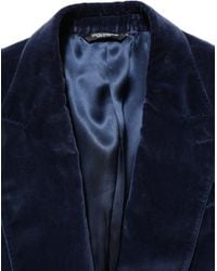 Dolce & Gabbana - Velvet Single Breasted Blazer Jacket Cotton Silk Elastane Clothing - Lyst
