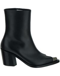 Alexander McQueen - Toe-cap Leather Heeled Ankle Boots - Lyst