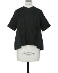 Sacai - Pull Hybride Denim X Cotton Knit Noir Sweater - Lyst