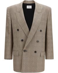 Saint Laurent - Prince Of Wales Houndstooth Wool Blazer Fleece Ovis Aries Jacket - Lyst