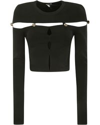 Versace - Cut-out Long-sleeved Knitted Top - Lyst