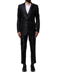 Dolce & Gabbana - Dark Gray Black Jacquard 3 Piece Single Breasted Suit - Lyst