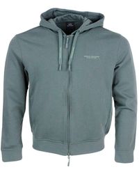 Armani - Long-Sleeved Full Zip Drawstring Hoodie With Small Logo On The Chest - Lyst