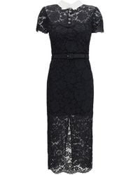 Self-Portrait - Lace Contrast Collar Midi Dress - Lyst