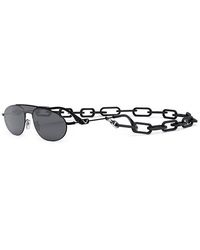 Fendi - Sunglasses Aviator Full Rim, Frame And Dark With Chain Lens Fe40072U-Y01A - Lyst
