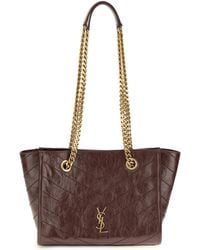 Saint Laurent - Small Niki Leather Tote Bag Calf Bos Taurus Shoulder - Lyst