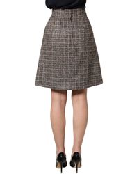 Dolce & Gabbana - Tweed Kick Pleat High Waist Mini Skirt Alpaca Wool Nylon - Lyst