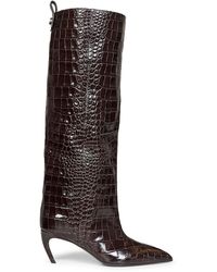The Attico - Dark Croco-Printed Leather "Lea" High Boots - Lyst