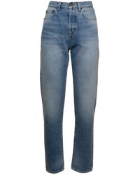 Saint Laurent - High Waist Slim Fit Denim Jeans - Lyst
