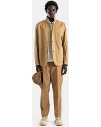Moncler - Jouere Camel Cotton Linen Mao Collar Shirt Jacket - Lyst