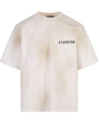 A PAPER KID - T-Shirt With Washed Effect And Prints - Lyst