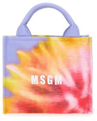 MSGM - Small Tote Bag With Daisy Print - Lyst