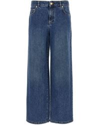 Moschino - Wide-Leg Denim Jeans With Teddy Button Closure - Lyst