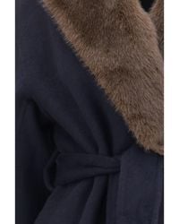 P.A.R.O.S.H. - Wool Coat With Fur Collar And Belt - Lyst